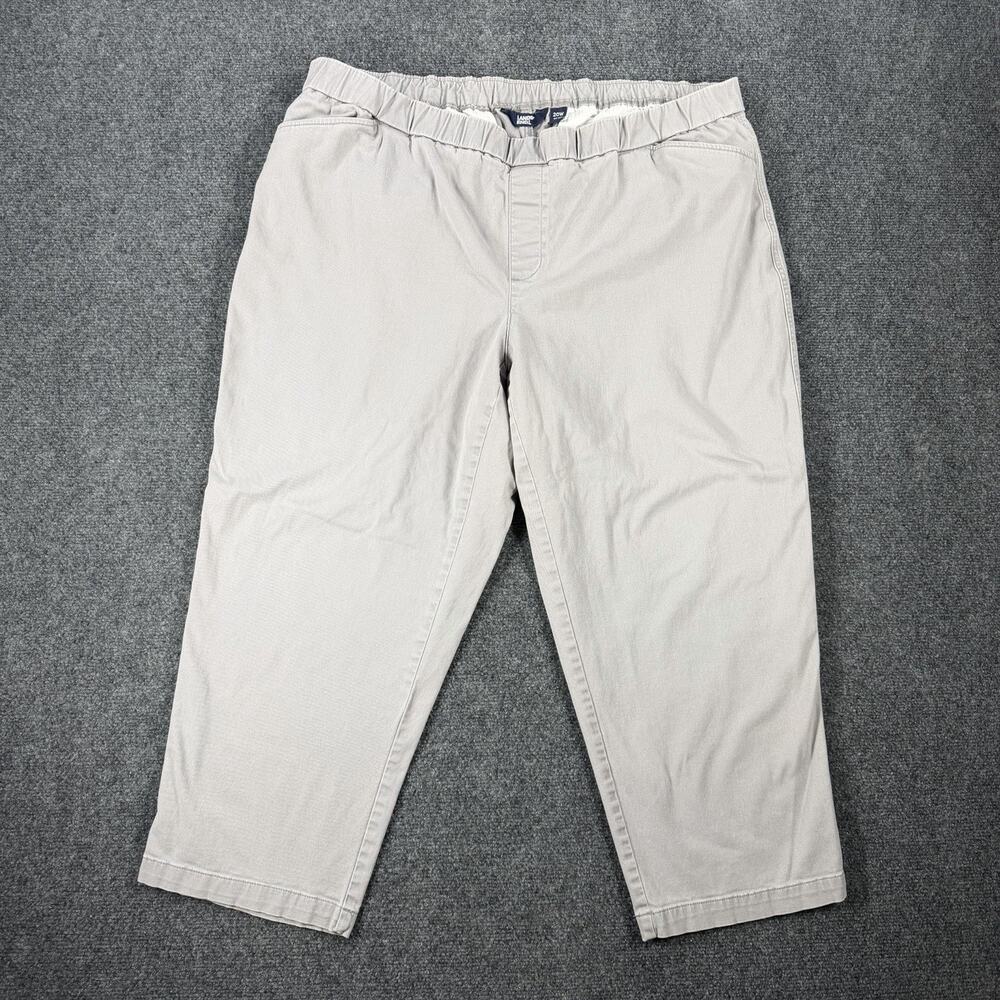 Lands’ End Women’s Khaki Elastic Waist Pull-On Pants Size 20W Mid Rise
